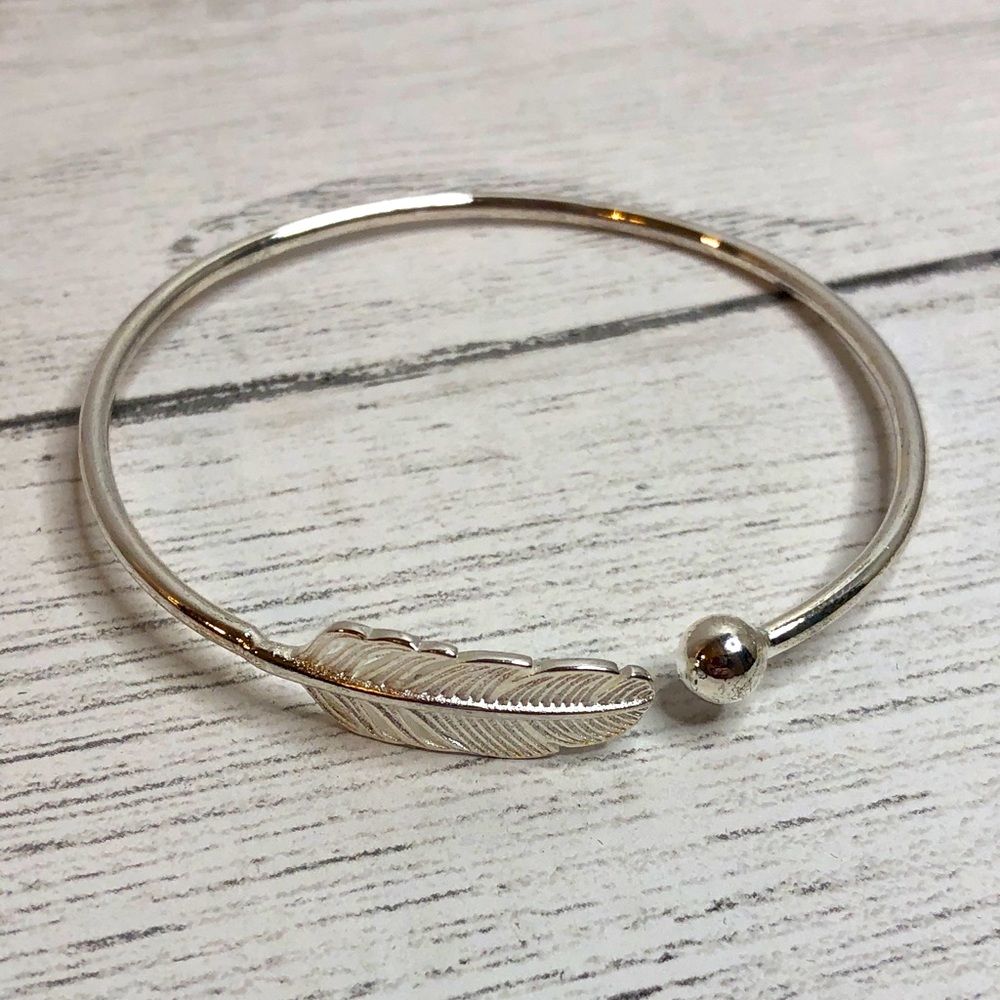 Adjustable Sterling Silver Feather Bracelet